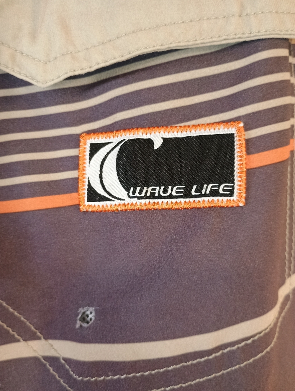 Wave Life  Men's Striped & Floral Board Shorts in Orange and Navy - Picture 6 of 8